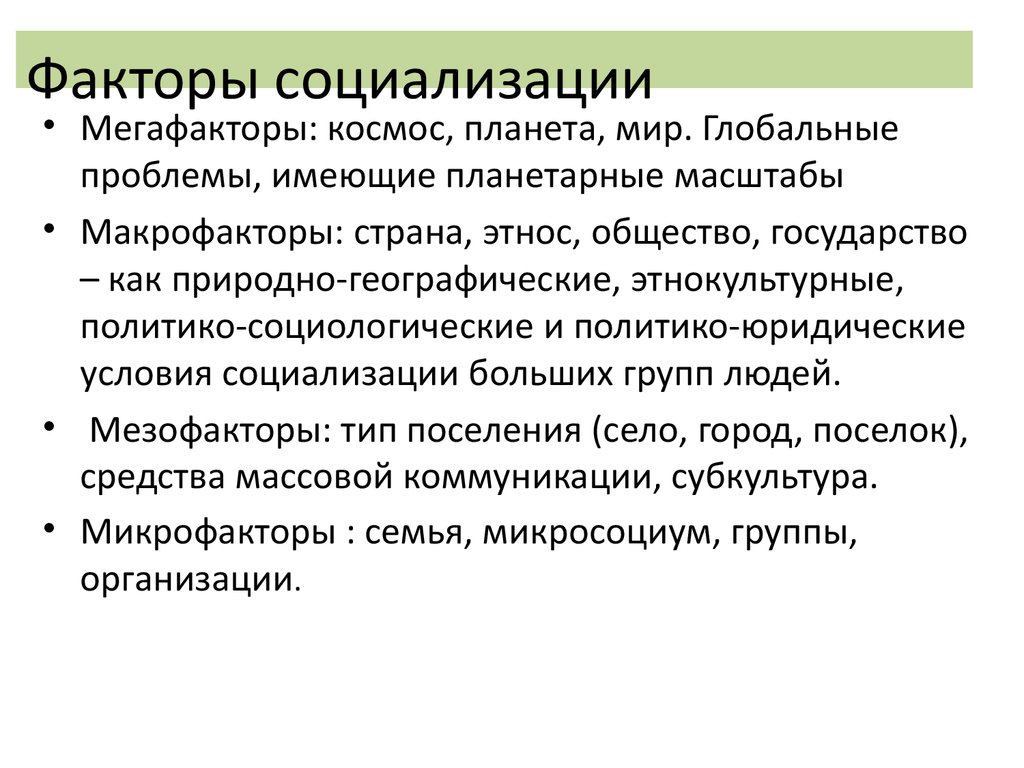 Факторы социализации влияние на человека. Факторы социализации.