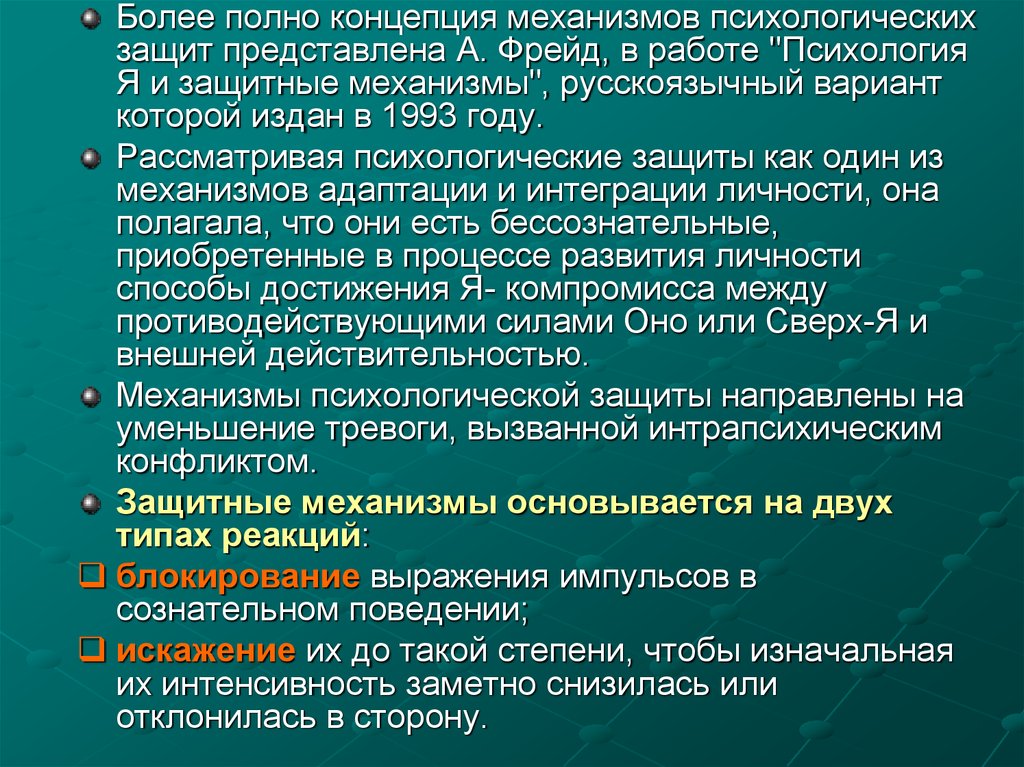 Бессознательные защитные механизмы