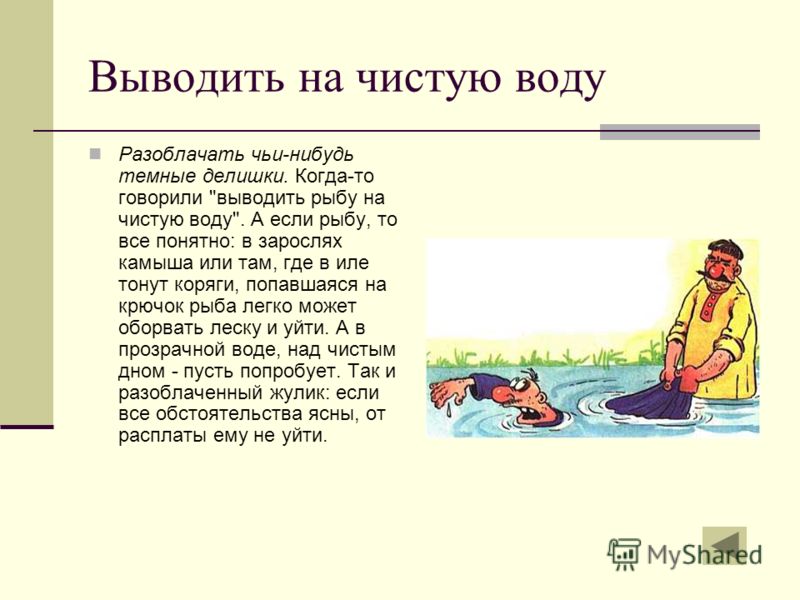 Значение фразеологизма водой. Выведу на чистую воду. Фразеологизм вывести на чистую воду. Фразеологизм выводить на чистую воду. Вывод на чистую воду.