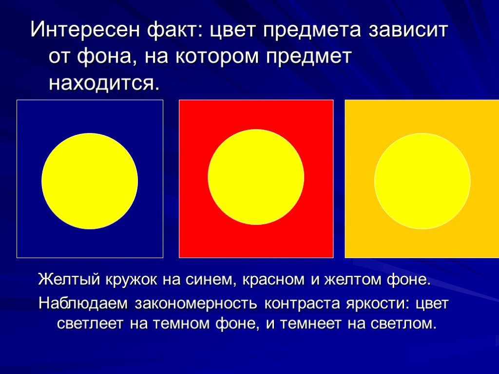 Цвет зависит которая соответствует. Цвет предмета зависит от. Интересные факты о цвете. Зависимость цвета от фона. Цвет предметов физика.