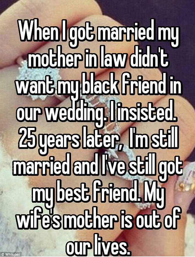 One man shared a story about his mother-in-law not welcoming his black best friend at his wedding, but confirmed: 