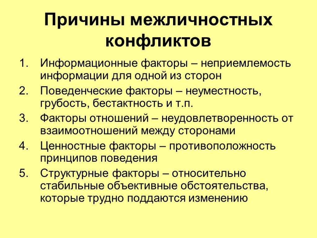 К межличностному конфликту не относится