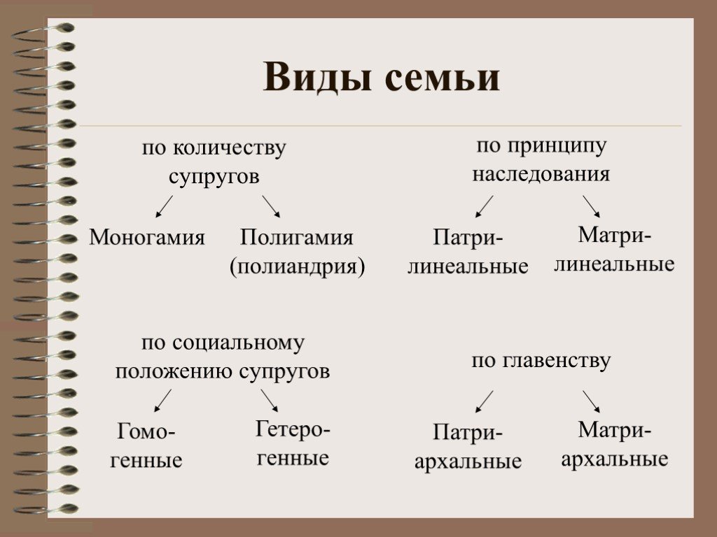 Виды сем. Типы семей моногамная полигамная. Виды и формы семьи. Типы семей Обществознание. Понятие и виды семьи.